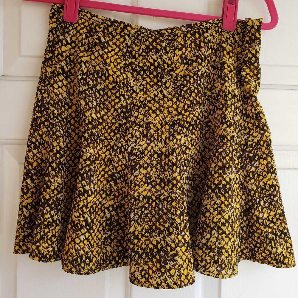 Michael Kors Yellow Print Skater Skirt